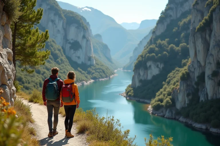 Jeune couple en randonnée dans les gorges du Verdon