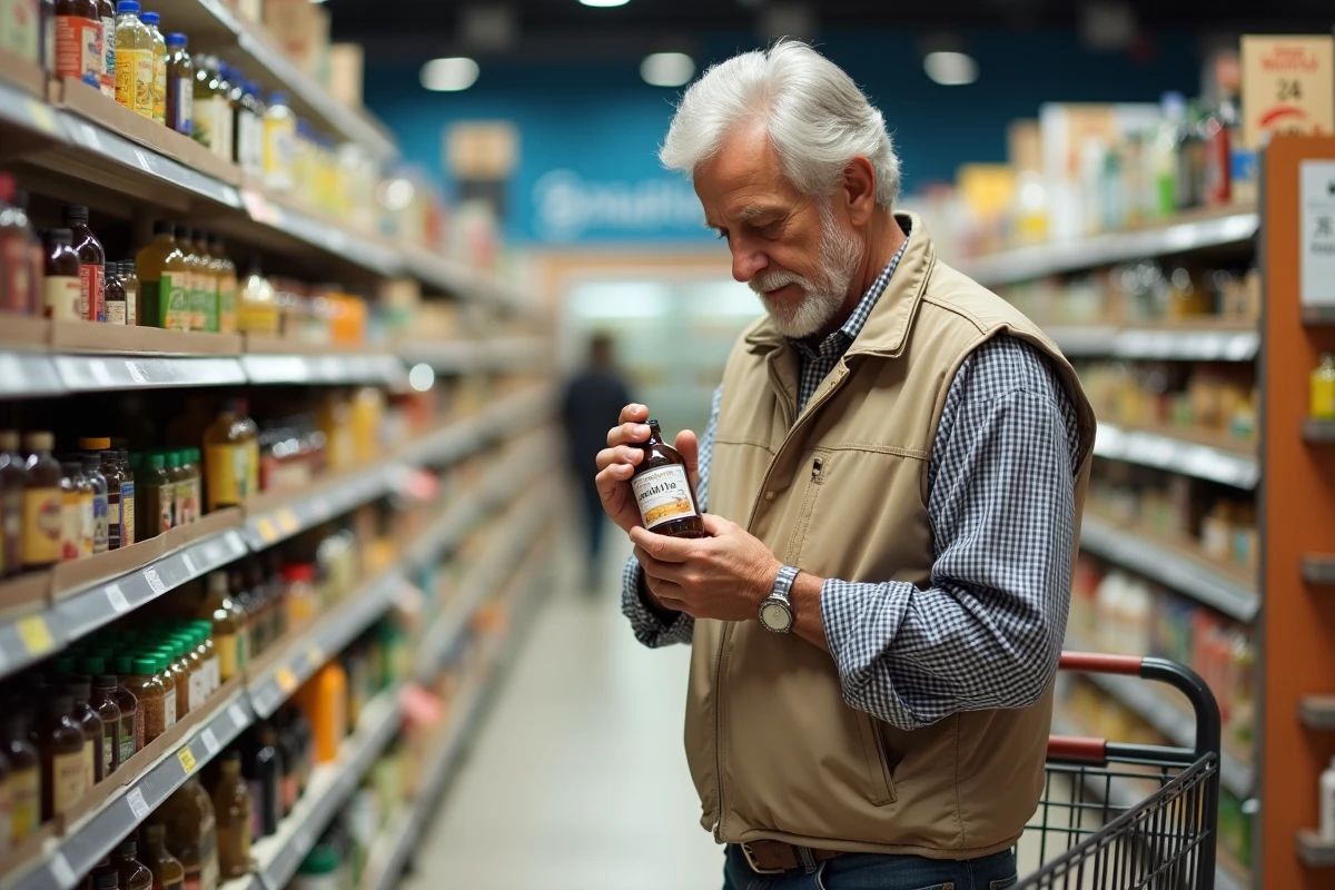Homme âgé choisissant de l